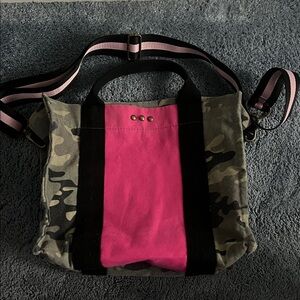 Camouflage Tote Bag with Pink Accent